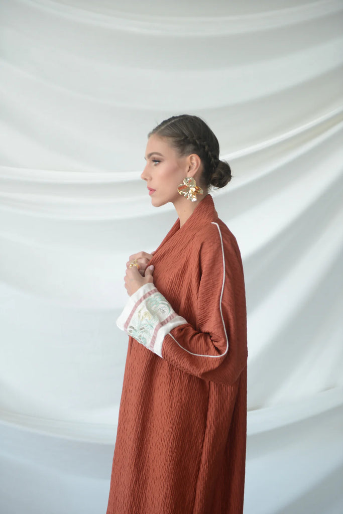 Lugano Brick Crinkled Crepe Abaya