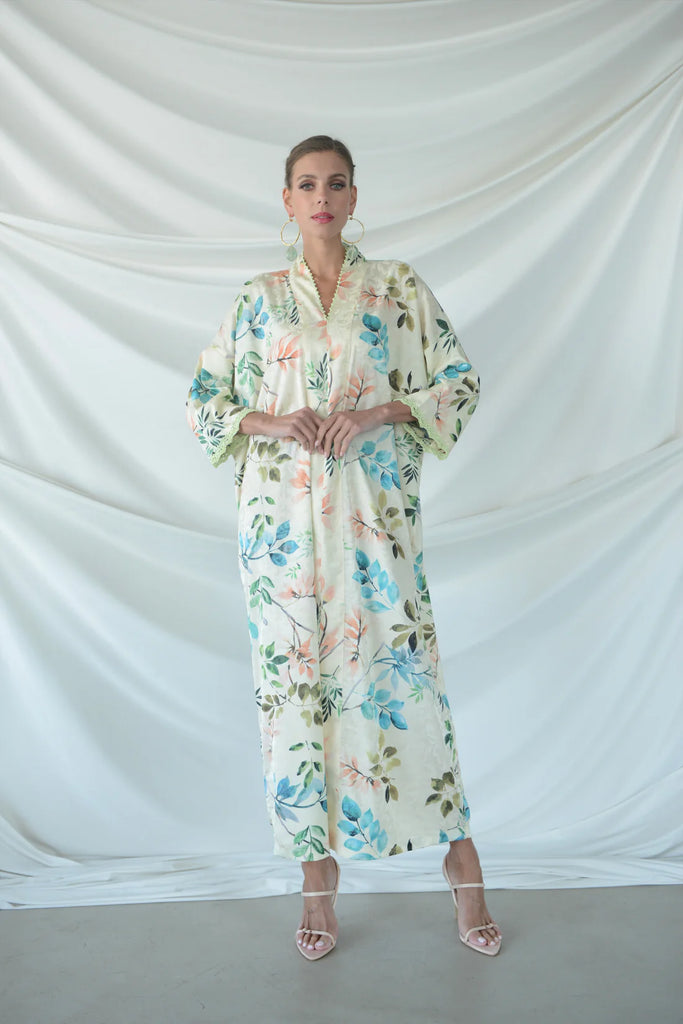 Capri Leaves Lemon Silk Dress