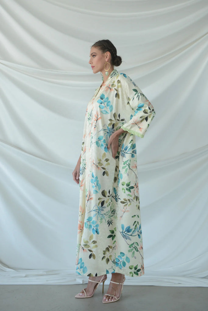 Capri Leaves Lemon Silk Dress
