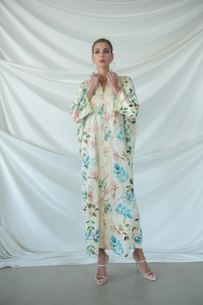 Capri Leaves Lemon Silk Dress