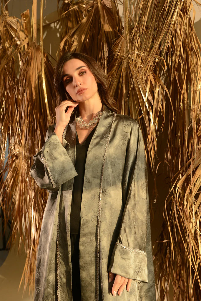 Kaia Silver Silk Abaya