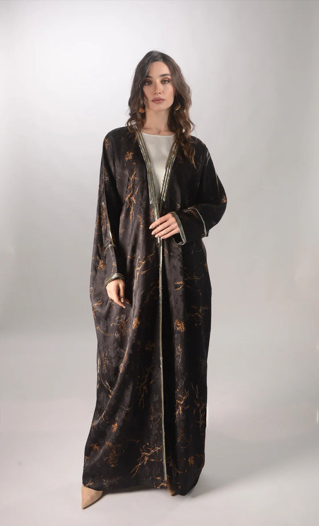 Zahara Black Silk Abaya