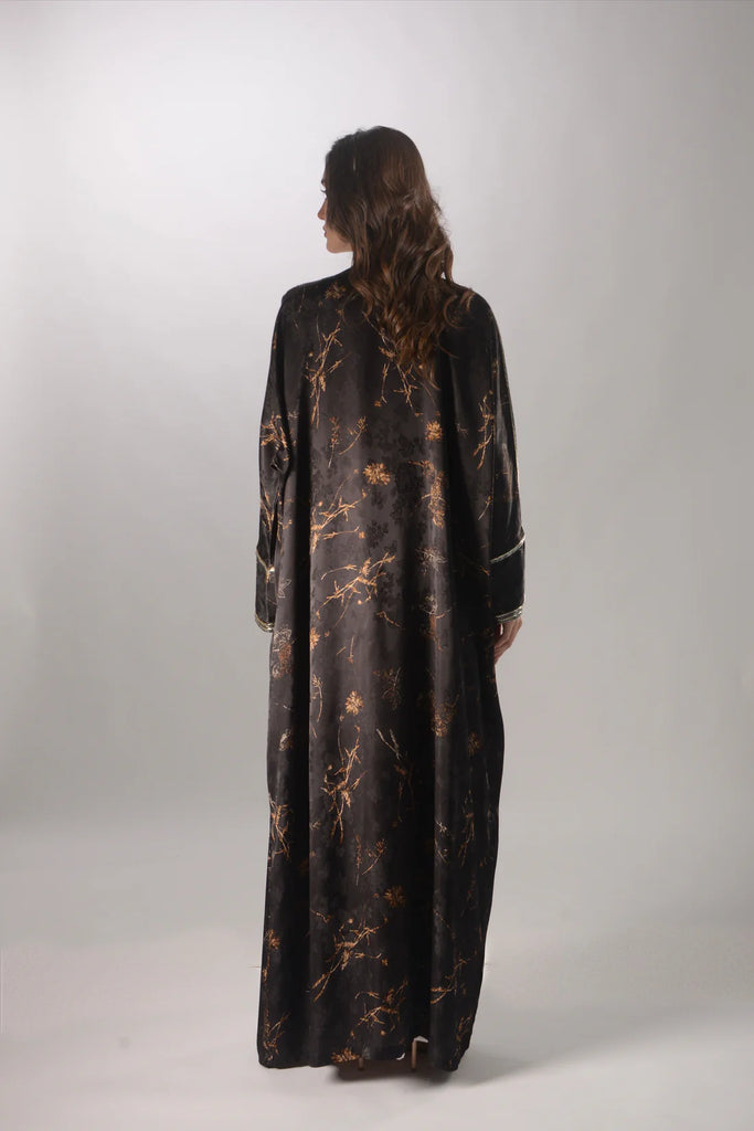 Zahara Black Silk Abaya