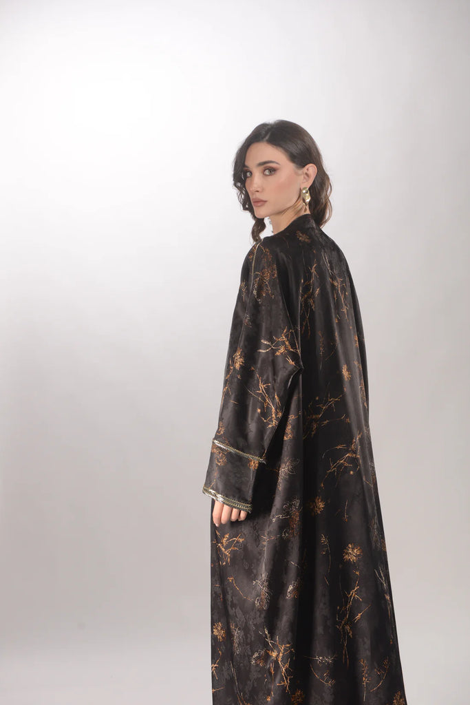 Zahara Black Silk Abaya
