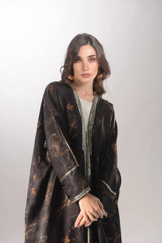 Zahara Black Silk Abaya