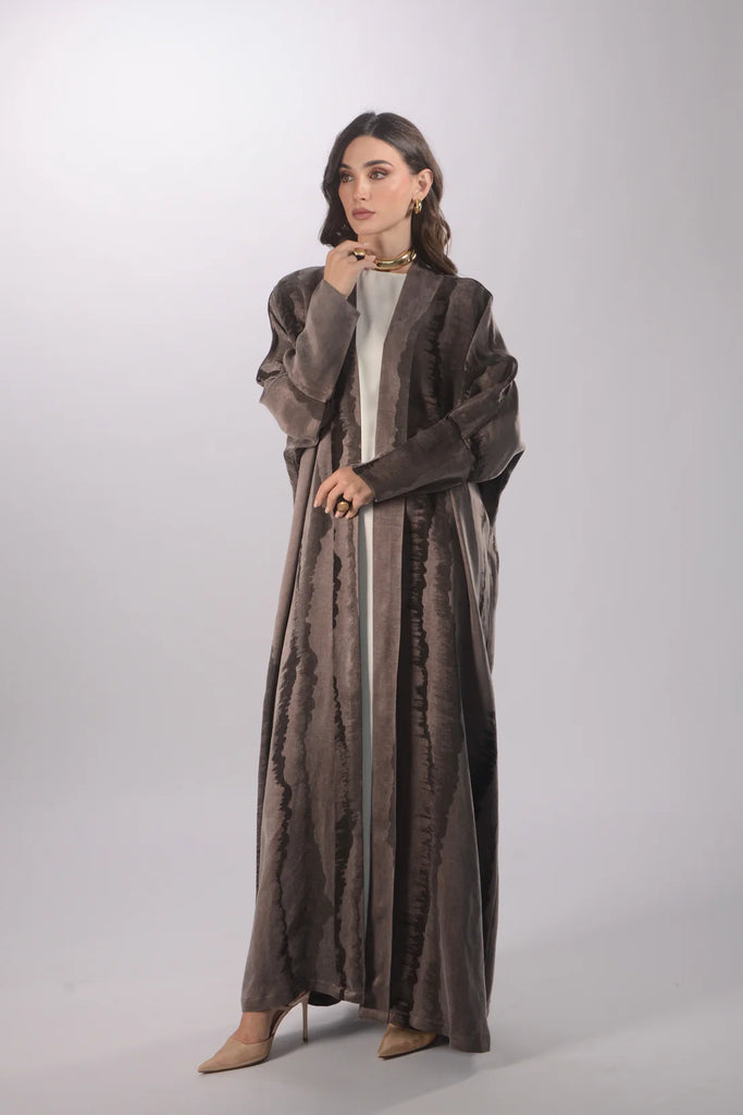 Opera Blush Abaya in Jacquard Washed Silk