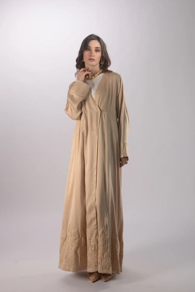 Sayuri Beige Silk Abaya