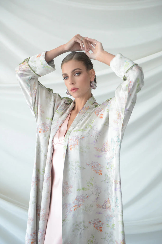 Mai Ivory Silk Abaya