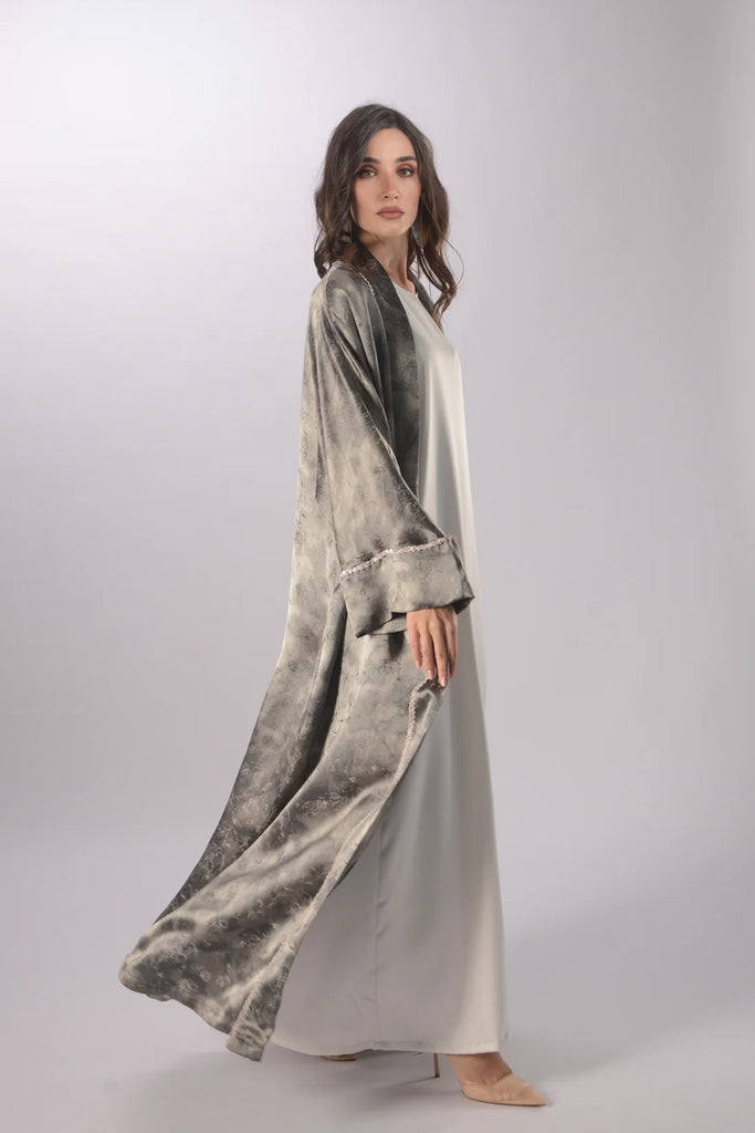 Kaia Silver Silk Abaya