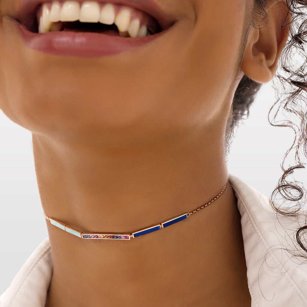 Whatever Bubbly Blue Enamel Choker