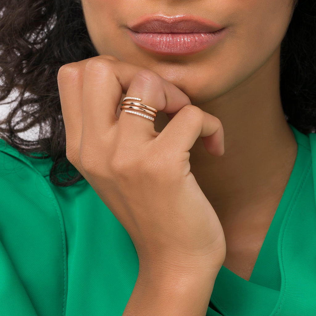 Half Diamond Karma Ring