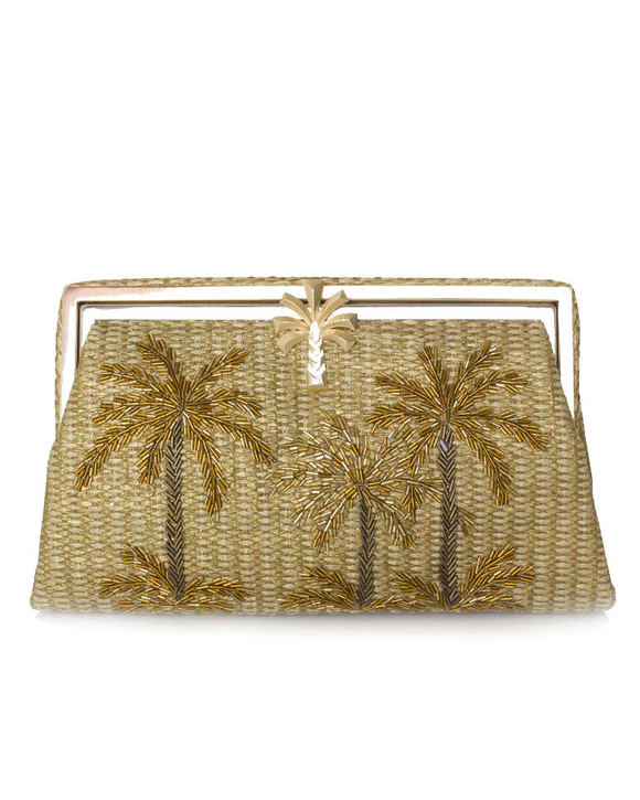 Golden Oasis Gold Straw Classic Clutch