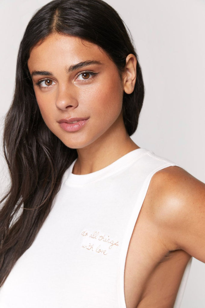 Cream Love Surplice Back Swing Tank