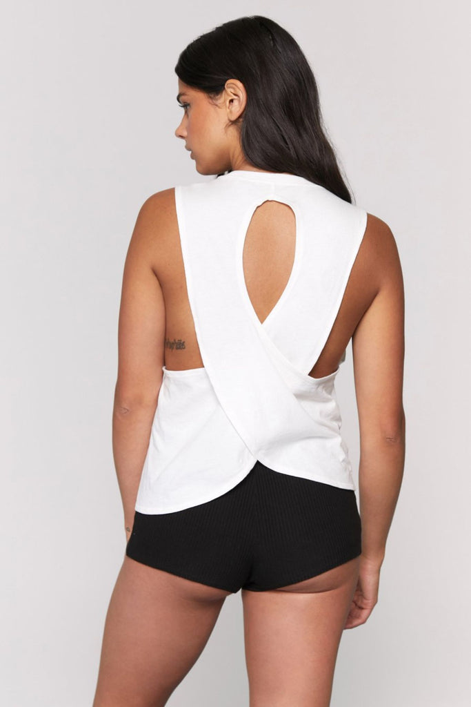 Cream Love Surplice Back Swing Tank