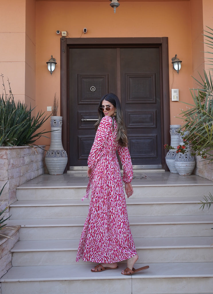 Aurelia Fuchsia Leopard Wrap Dress