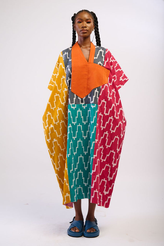 Multicolor Agbada with Asooke Collar