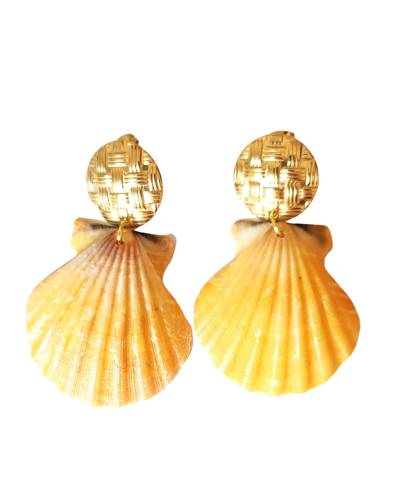 Orange Seashell Earrings
