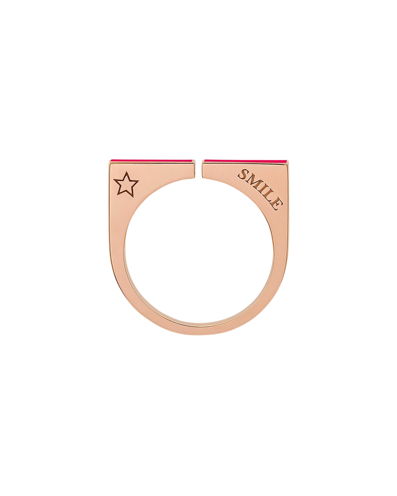 Engrave Me Pink Enamel Ring