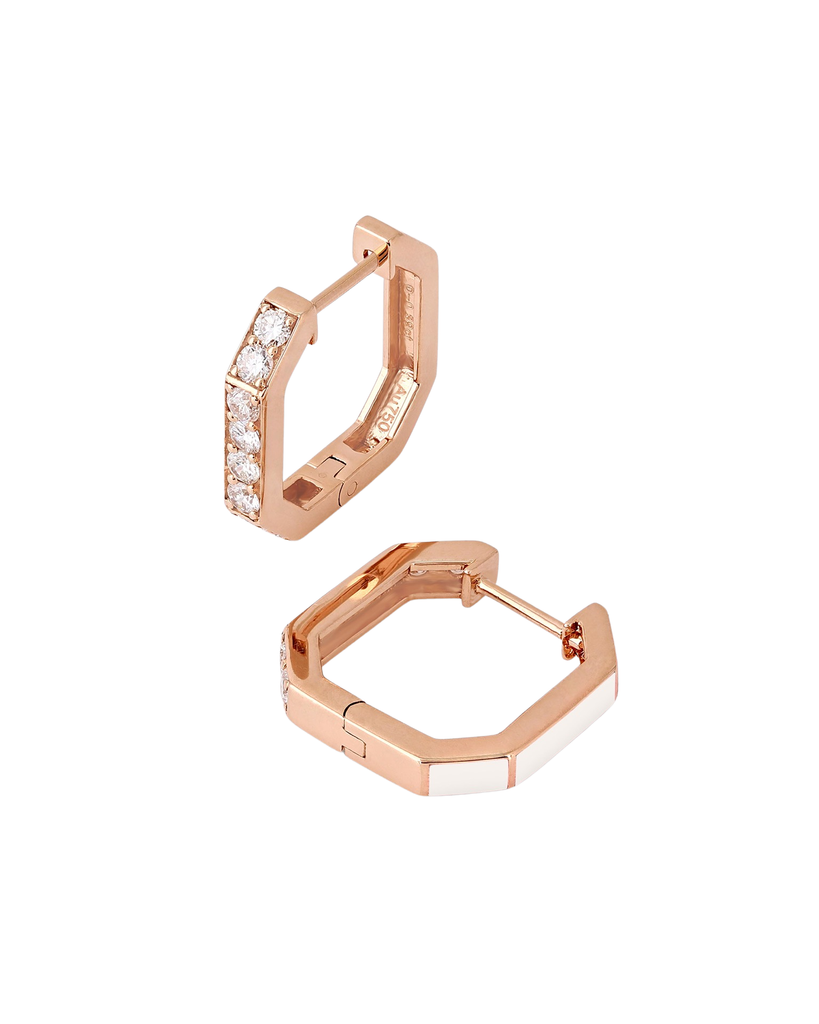 Dana Diamond & White Enamel Hoops