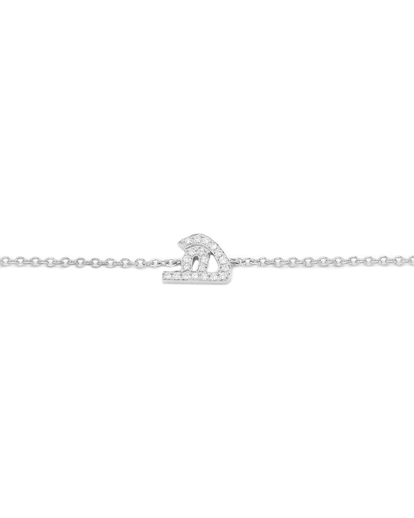 Initial Chain Bracelet with Diamonds - Letter Haa'