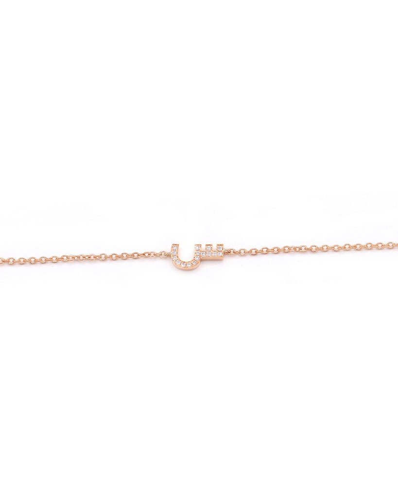 Initial Chain Bracelet with Diamonds - Letter Seen