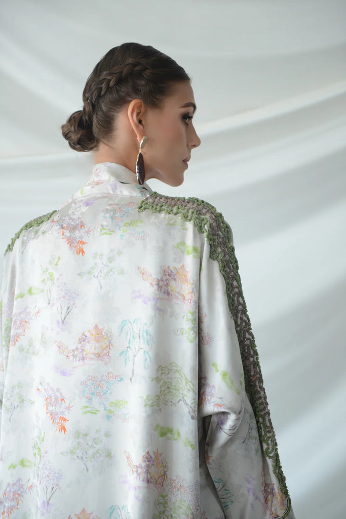 Mai Ivory Silk Abaya