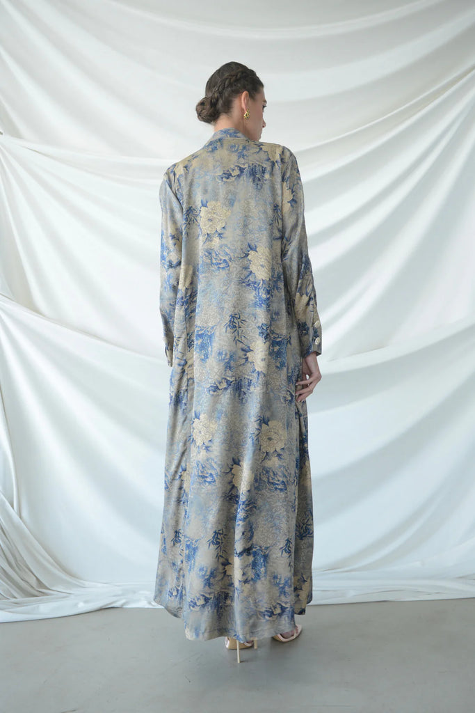 Umi Blue Silk Abaya