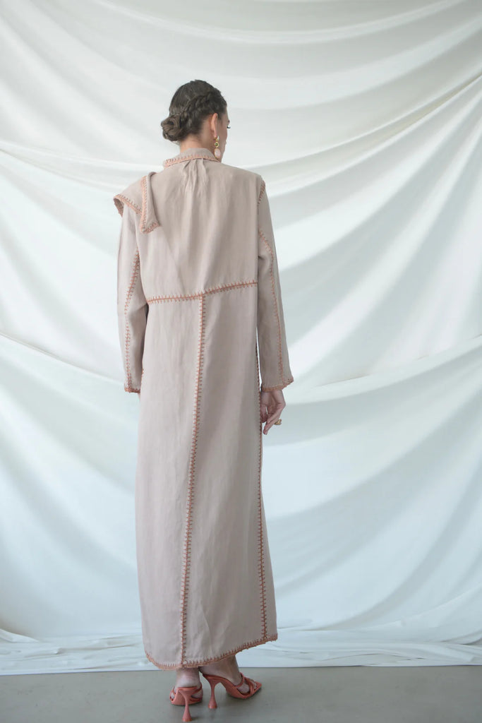 Basma Blush Linen Abaya