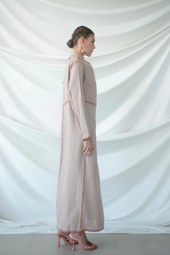 Basma Blush Linen Abaya