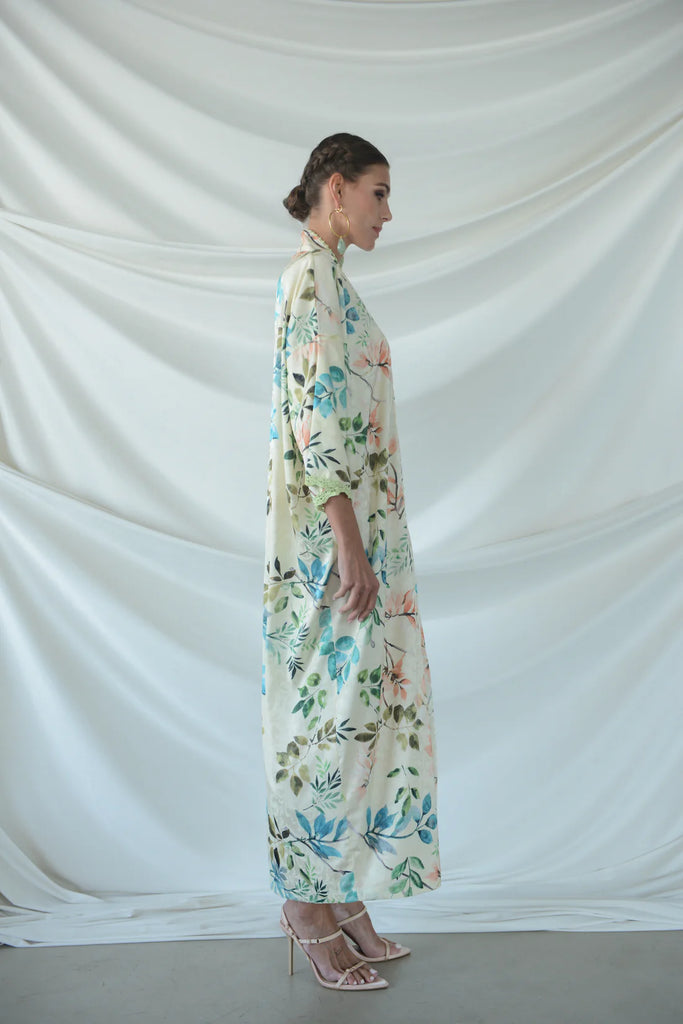Capri Leaves Lemon Silk Dress