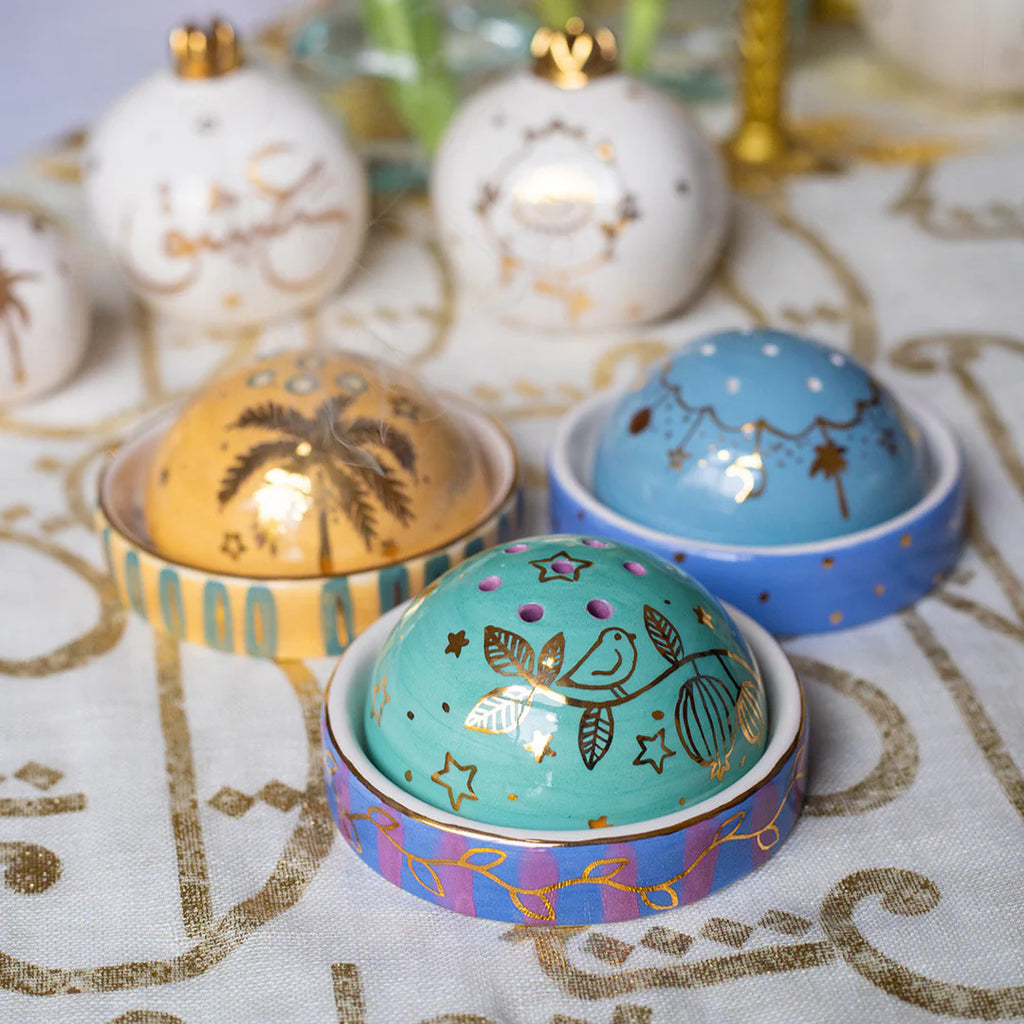 Turquoise & Purple Bird Branch Incense Burner