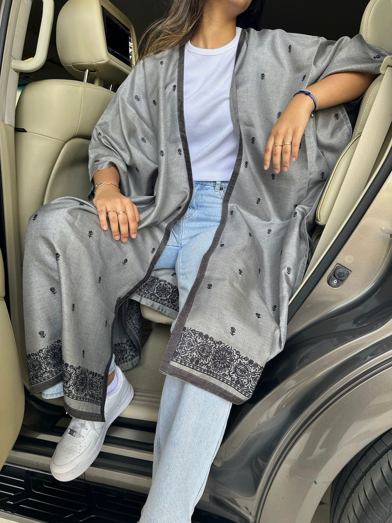 Grey Dara Silk Abaya