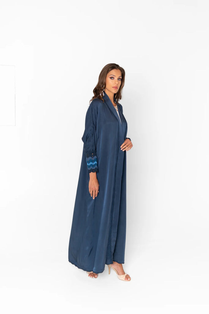 Bali Navy Abaya in Japanese Washed Silk