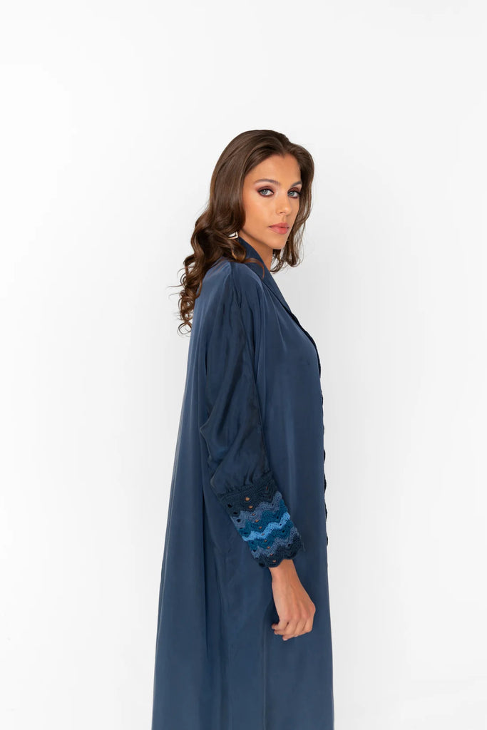 Bali Navy Abaya in Japanese Washed Silk