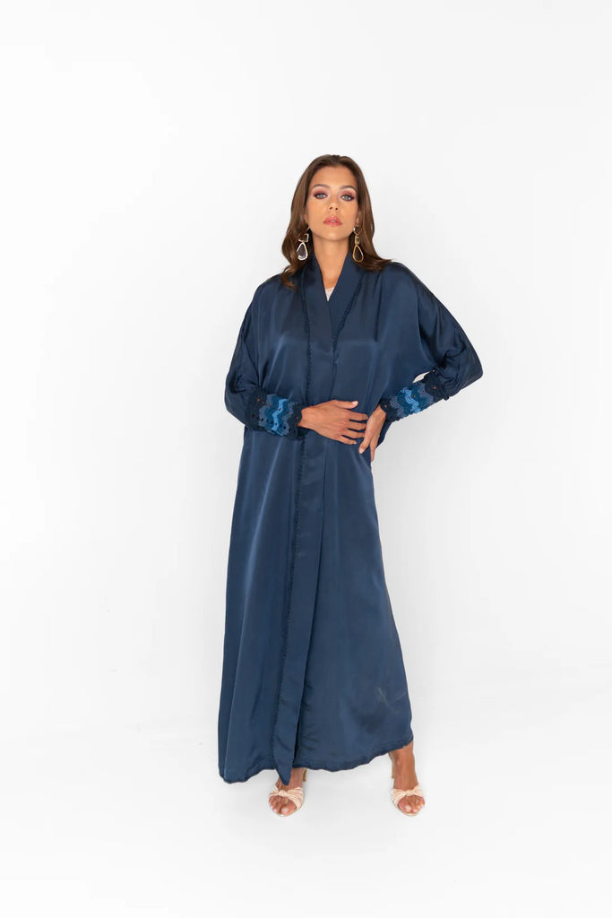 Bali Navy Abaya in Japanese Washed Silk