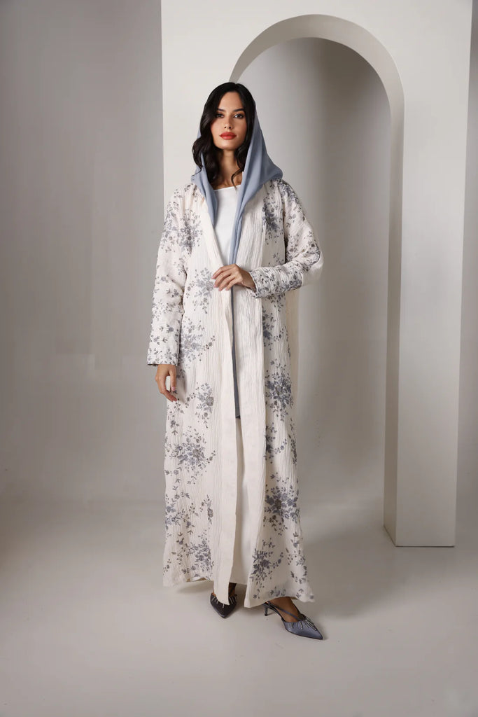 Positano Ivory Wrinkled Linen Abaya
