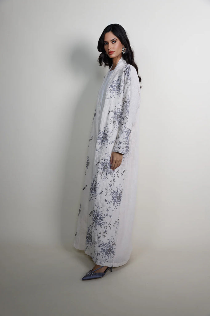 Positano Ivory Wrinkled Linen Abaya