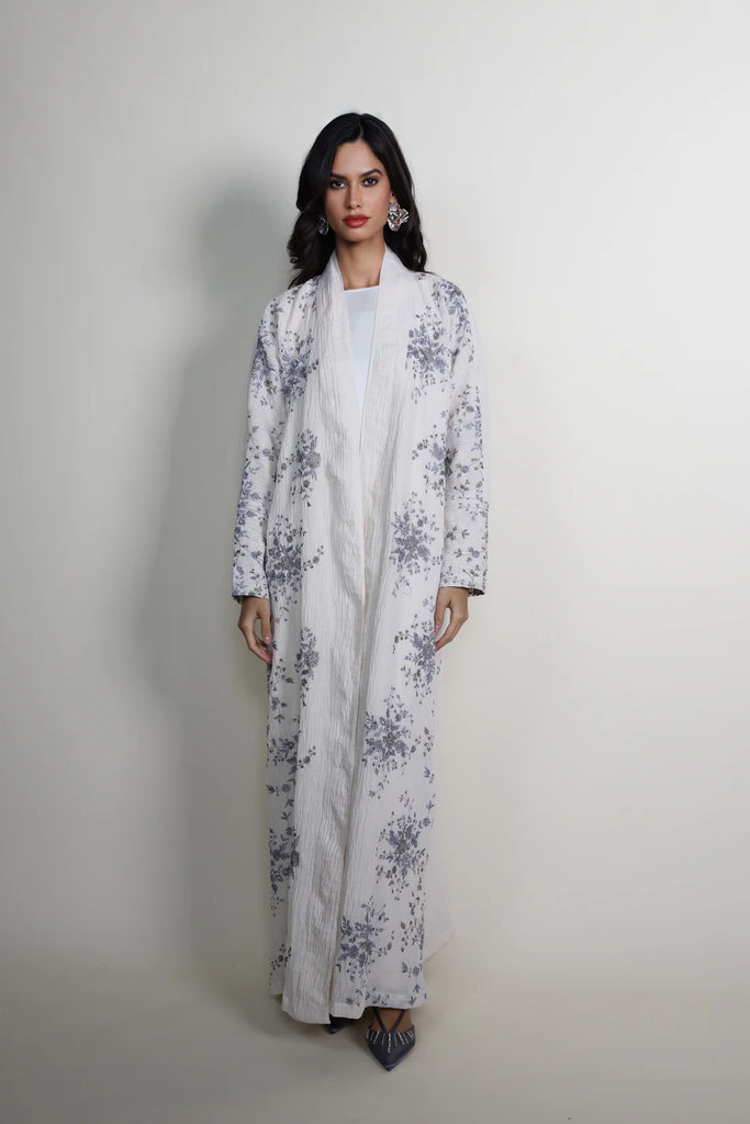 Positano Ivory Wrinkled Linen Abaya