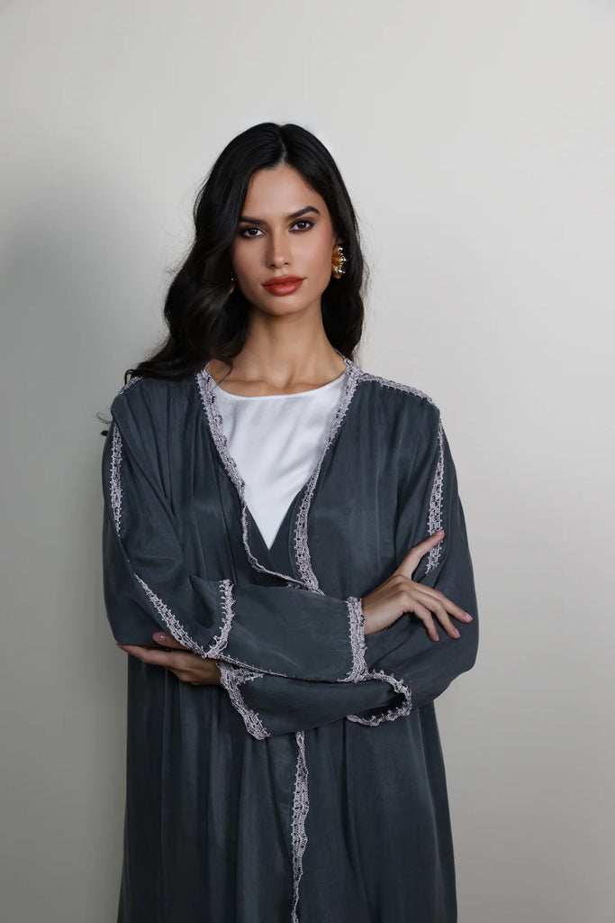 Pigalle Green Jacquard Abaya
