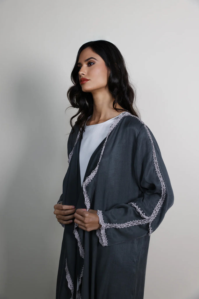 Pigalle Green Jacquard Abaya