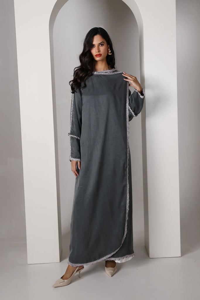 Pigalle Green Jacquard Abaya