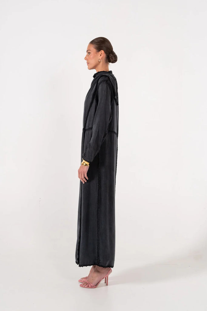 Basma Black Silk Abaya