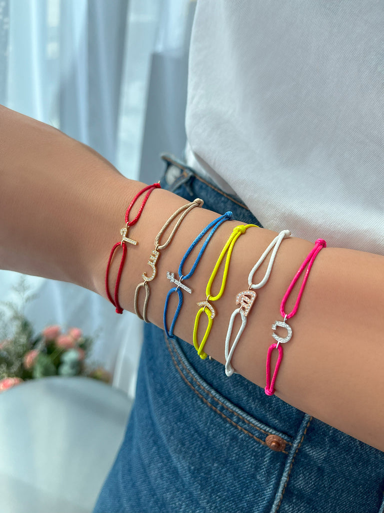 Initial Thread Bracelet - Letter Alef