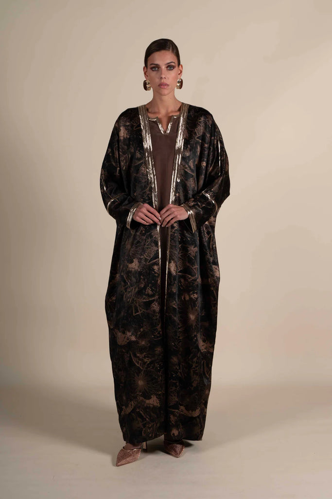 Deema Chocolate Silk Abaya