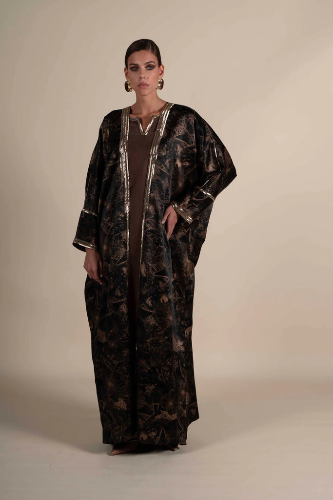 Deema Chocolate Silk Abaya