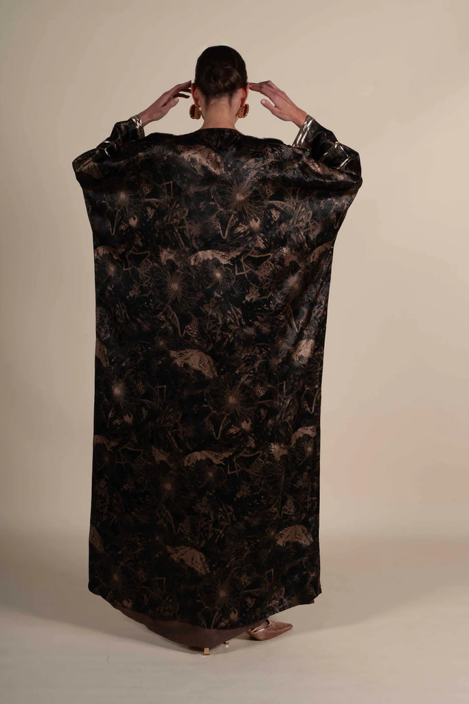 Deema Chocolate Silk Abaya