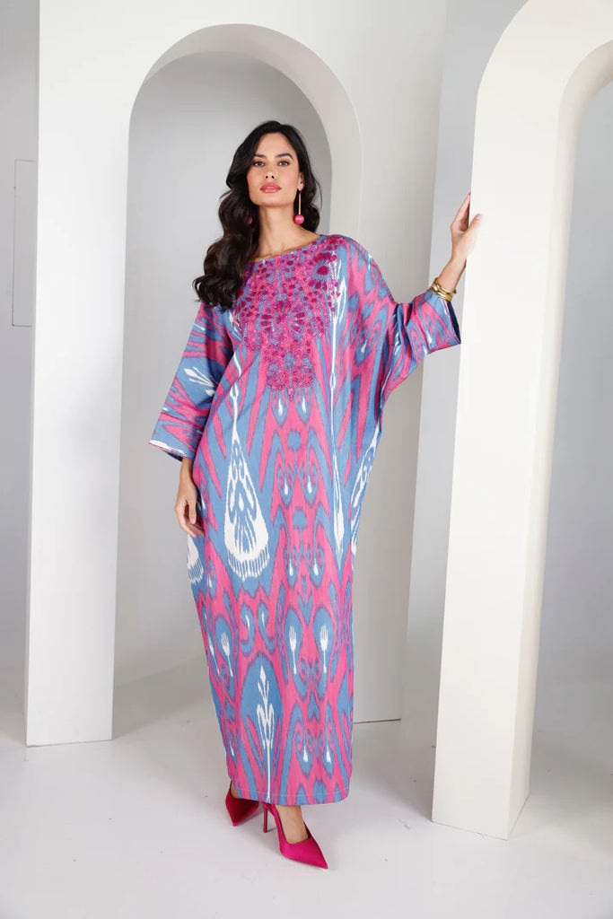 Fuchsia Madawi Ikat Kaftan