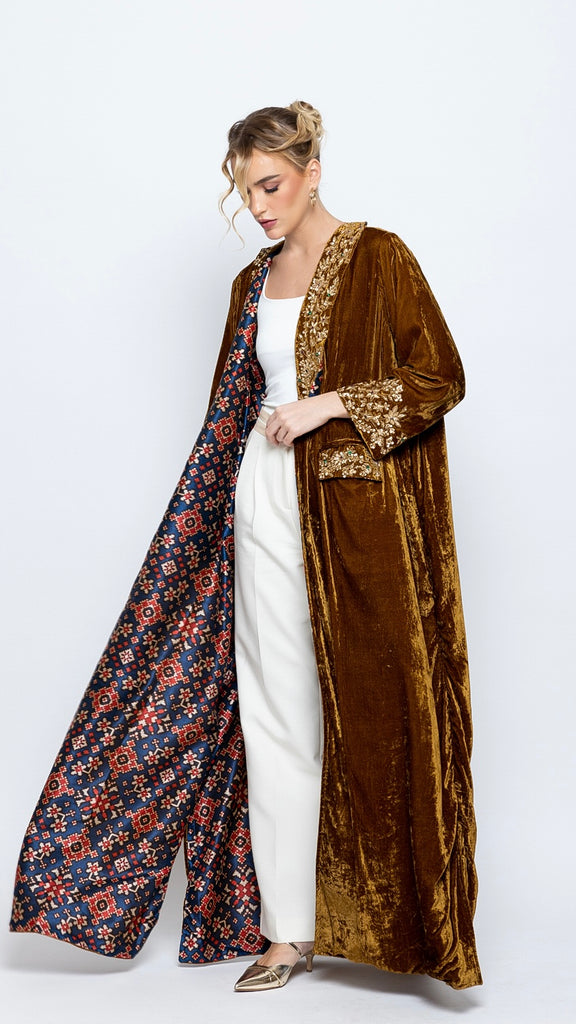 Silk Velvet Embroidered Abaya
