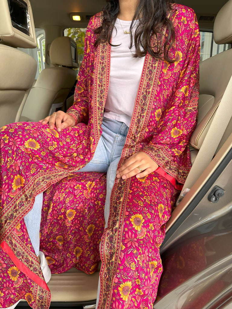 Silk Poppy Pink Abaya