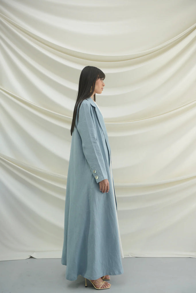Firenze Blue Italian Linen Abaya